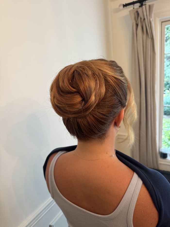 Sleek low bun updo, Yiqara Hair Co.